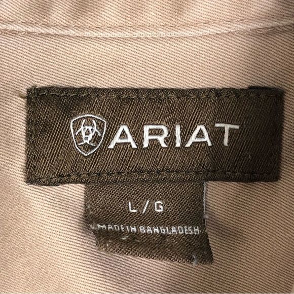 Ariat Shirt Mens Large Button Down Long Sleeve Lt. Brown Western Cowboy Cotton - Picture 3 of 7